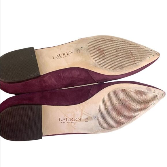 Lauren Ralph Lauren Allayana Burgundy Suede Pointed Toe cut out Ballet Flats 10 - Picture 5 of 9